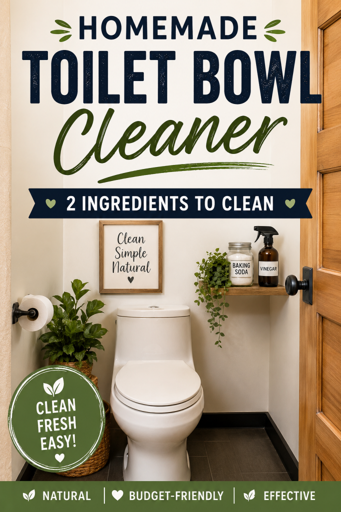 Homemade toilet bowl cleaner made with simple household ingredients for an easy and budget-friendly bathroom cleaning solution.