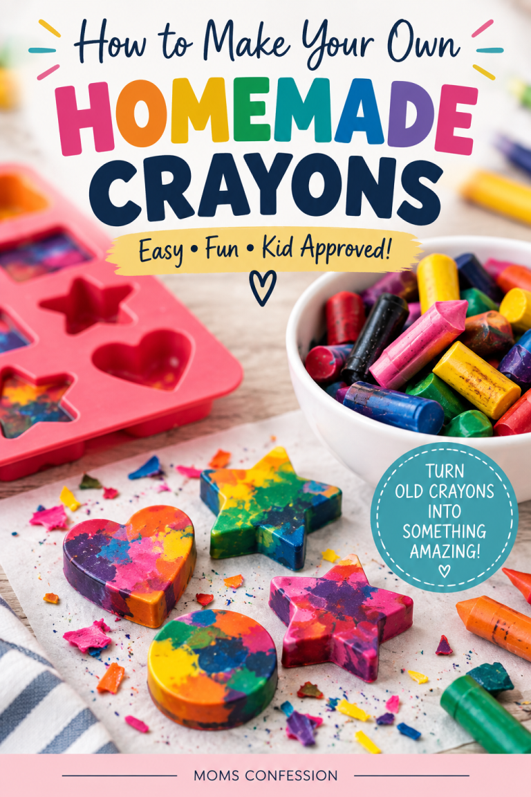 Colorful homemade crayons made by melting old crayons into fun heart, star and circle shapes.