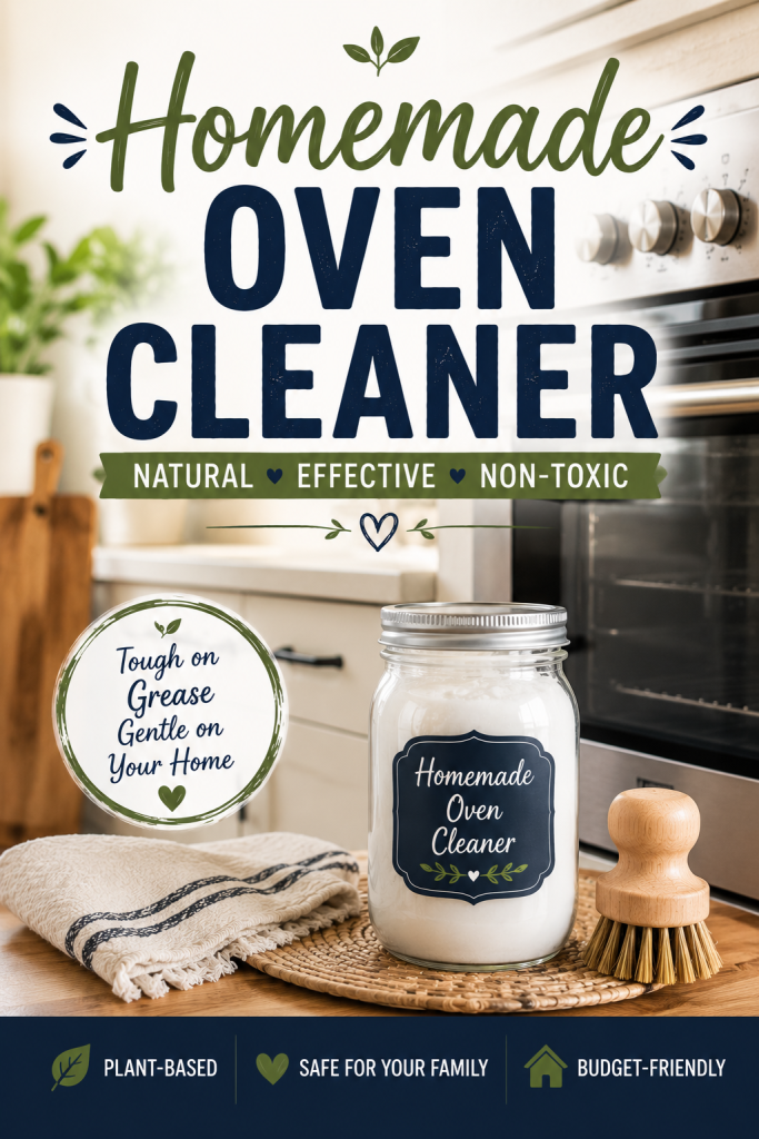 The thought of cleaning the oven used to always make me cringe until I started using this natural, fume-free, and frugal homemade oven cleaner recipe! Homemade oven cleaner made with simple ingredients for an easy and budget-friendly way to clean grease and grime from your oven.