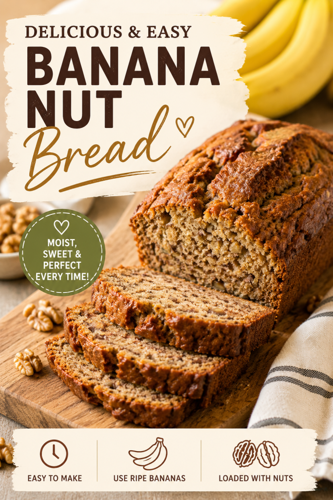 Banana nut bread recipes are a dime a dozen on the internet, but the sweet smell of this bread recipe baking makes my heart go pitter patter. It's so good! Moist homemade banana nut bread made with ripe bananas and walnuts, sliced and ready to serve.