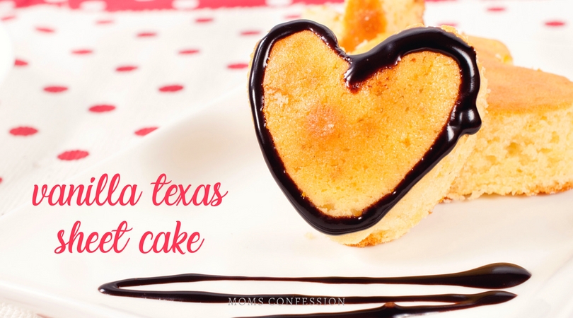 Enjoy this tasty twist on the traditional chocolate sheet cake as a vanilla white Texas sheet cake. Who knew you could make something so yummy, more delicious!