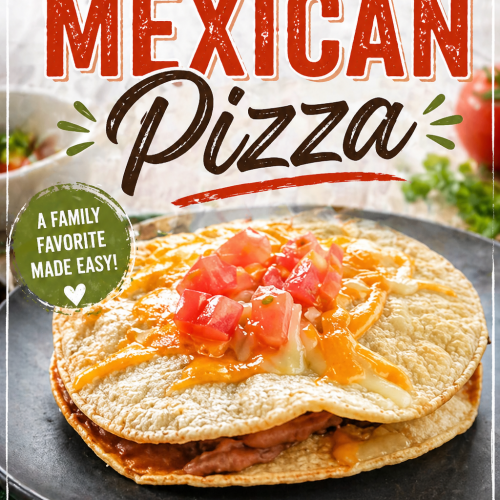 Easy Mexican pizza made with crispy tortillas, refried beans, melted cheese and fresh tomatoes.