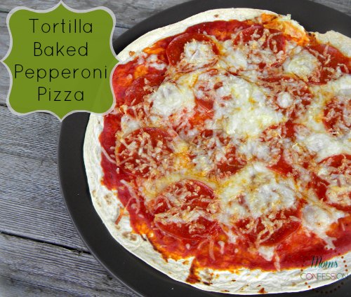 Baked Tortilla Pepperoni Pizza