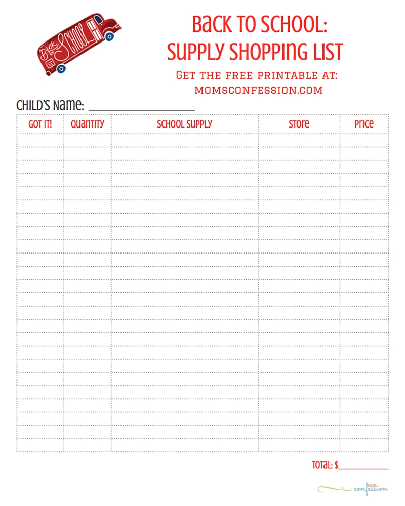 This back to school printable will help you get organized before hitting the stores and beginning your back to school shopping. 