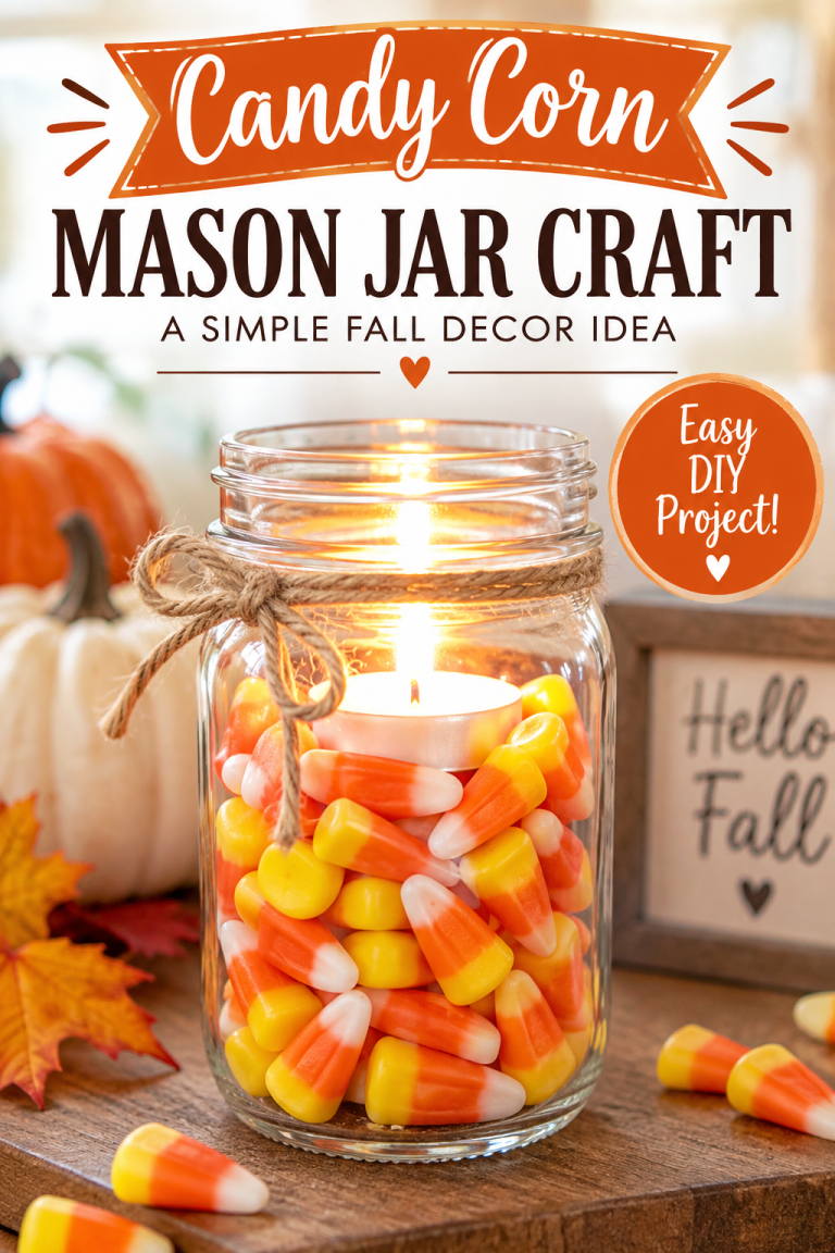 Candy corn mason jar candle craft for an easy fall decor project