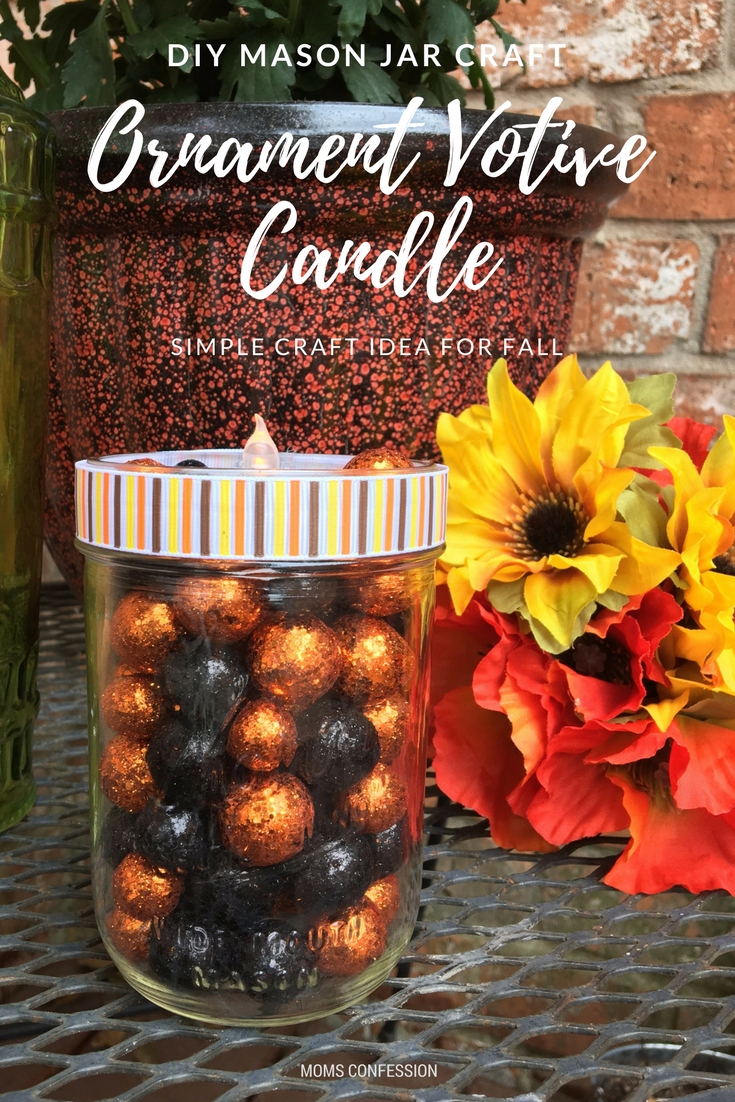This diy mason jar craft votive candle is the best craft idea for fall. Make this craft in less than 10 minutes and have the perfect centerpiece for fall.