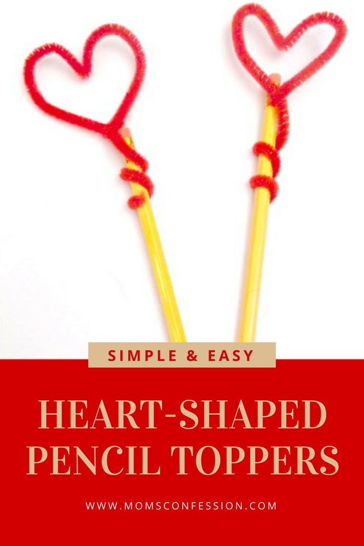 Heart Shaped DIY Pencil Toppers for Valentine’s Day