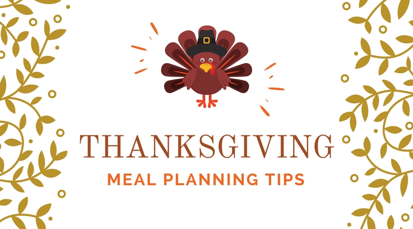 turkey graphic with meal planning tips for thanksgiving