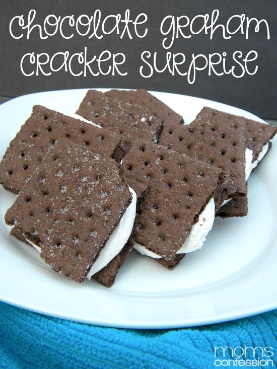 Try this healthier spin on the traditional ice cream sandwich with this Chocolate Graham Cracker Surprise!!