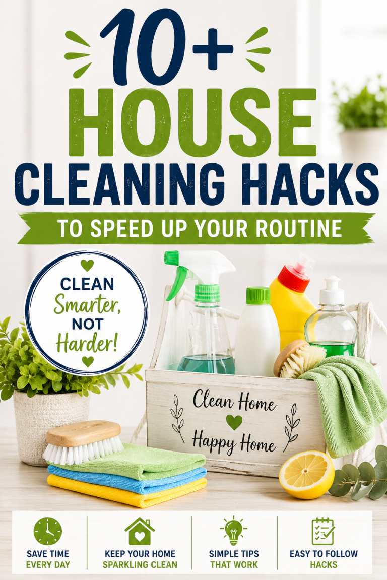 More than 10 house cleaning hacks to save time, simplify your cleaning routine and keep your home clean and organized.