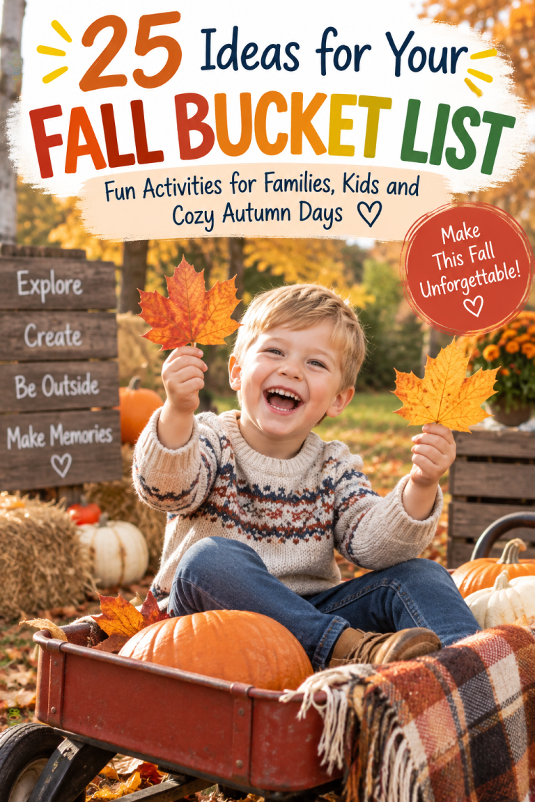 Fall bucket list ideas for families and kids with fun autumn activities for getting outdoors, making memories, and enjoying the season.