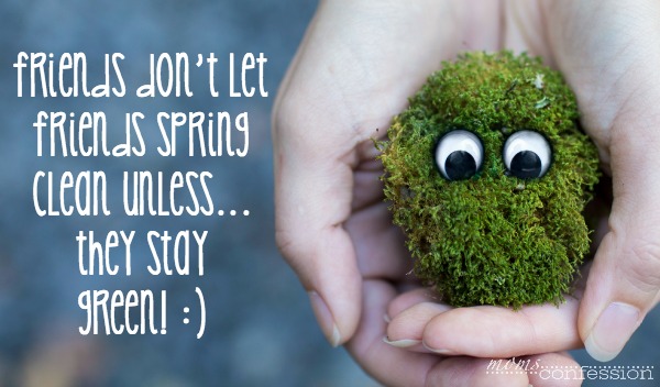 Friends don't let friends spring clean unless...they stay green! | MomsConfession.com