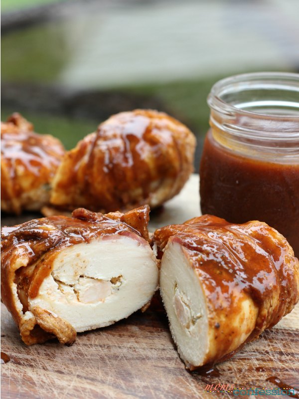bacon-wrapped-chicken Bacon wrapped chicken with shrimp smotherd with barbeque sauce...so yummy!