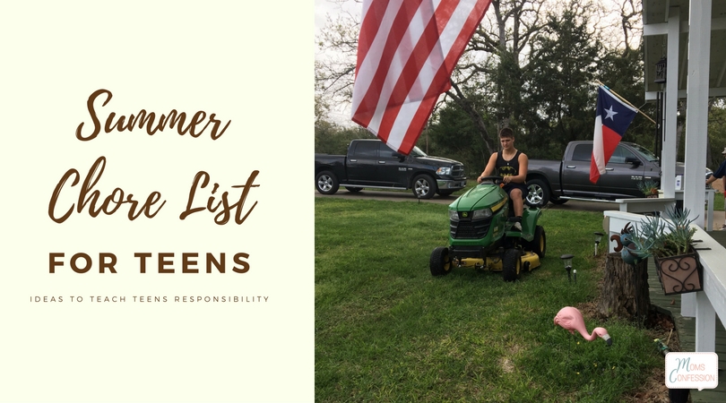 summer chore list ideas for teens