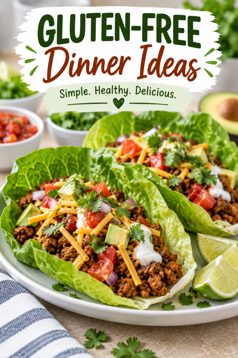 Lettuce wrap tacos with seasoned meat, tomatoes, avocado, cheese, and cilantro for an easy gluten-free dinner.