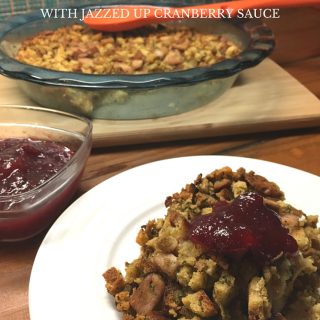 This is the best 30 minute pork stuffing recipe. Serve with our jazzed up cranberry sauce and it's perfect on your Thanksgiving plate!