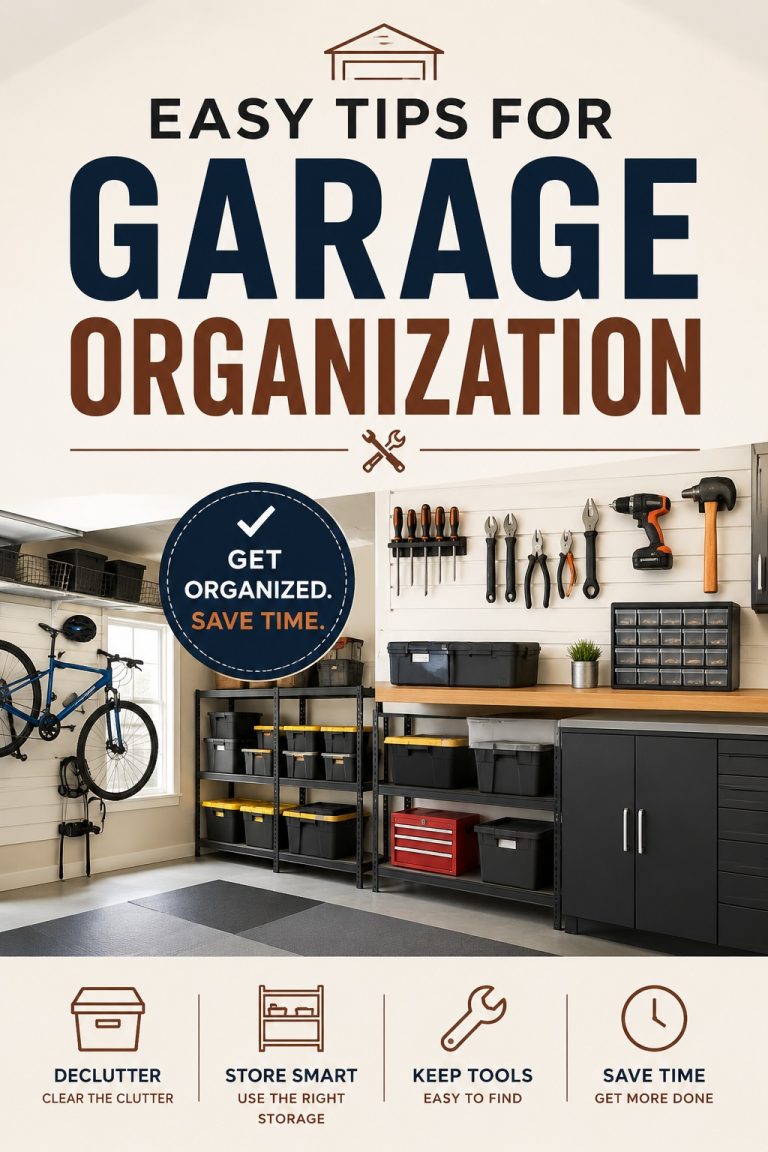 Garage sale tips featuring glassware, dishes, books and household items displayed for a successful and organized garage sale.