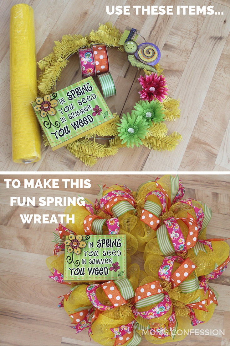 Use these supplies to brighten your door and make this fun spring wreath today!