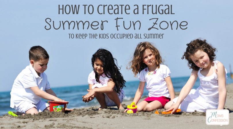 Summer fun is guaranteed with this easy DIY frugal summer fun zone for your backyard! It's ideal for keeping kids busy all summer long & having some fun in the sun!