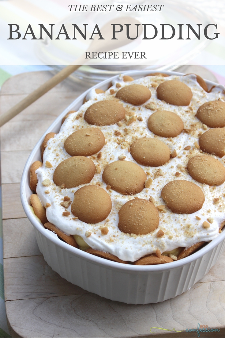 banana pudding in a bowl on a cutting board