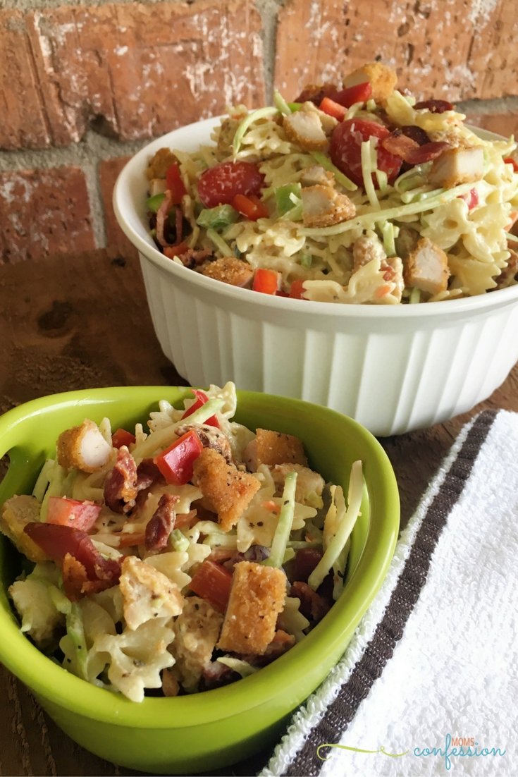 This chicken bacon pasta salad recipe is the perfect quick one dish dinner meal solution and idea for the back to school season.