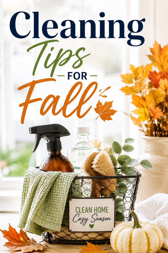 Don't miss out on our top Cleaning Tips For Easy Fall Cleaning! Tons of ideas to make your cleaning easier and manageable around busy schedules this fall! Cleaning tips for fall with simple seasonal ideas to freshen, clean and prepare your home for the cozy fall season.