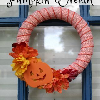Easy Fall Decor like this Pumpkin Wreath is a great option for making your front door look festive for Fall!