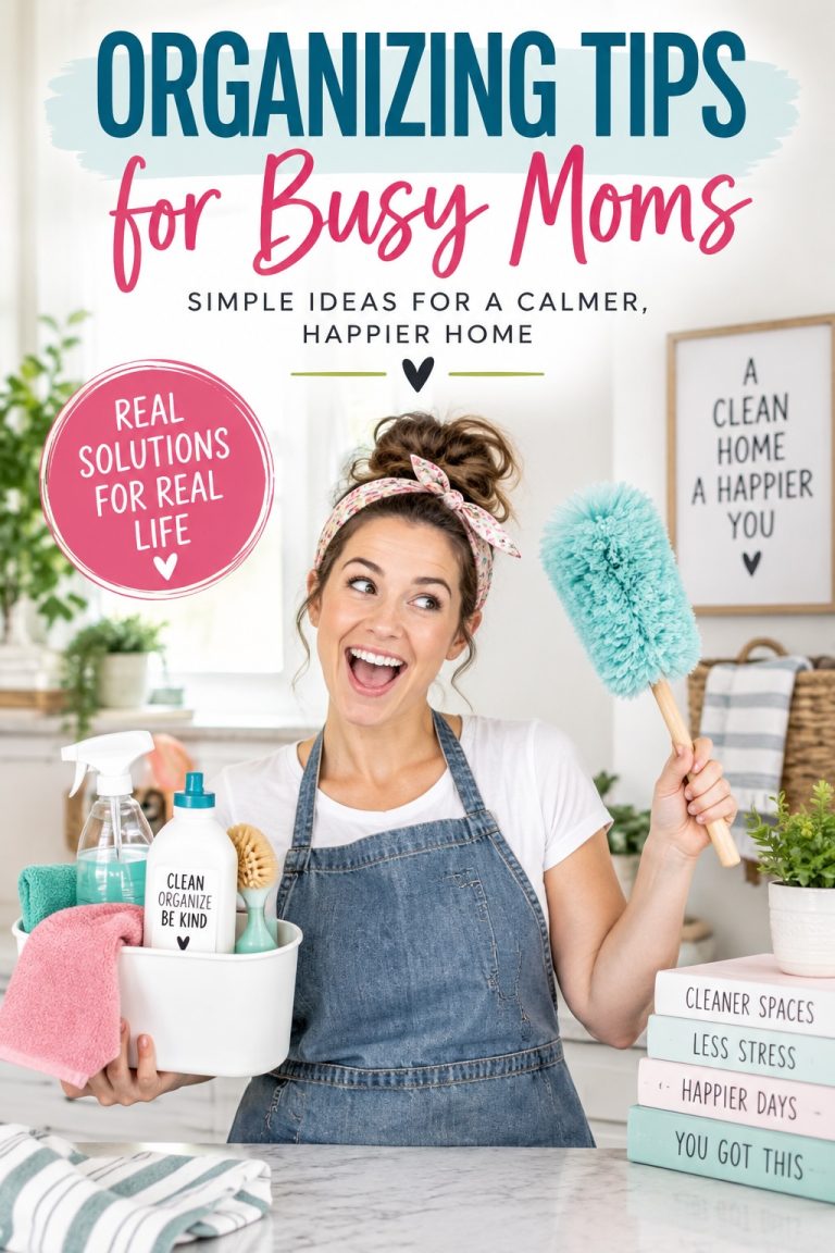 Simple organizing tips for busy moms to create a calmer, cleaner, and more organized home.