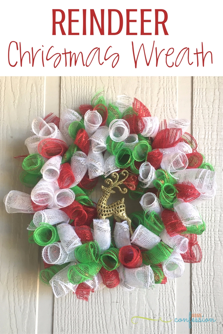 Make our super easy Reindeer Deco Mesh Christmas Wreath this year to hang on your front door. A few supplies and some time are all you need!