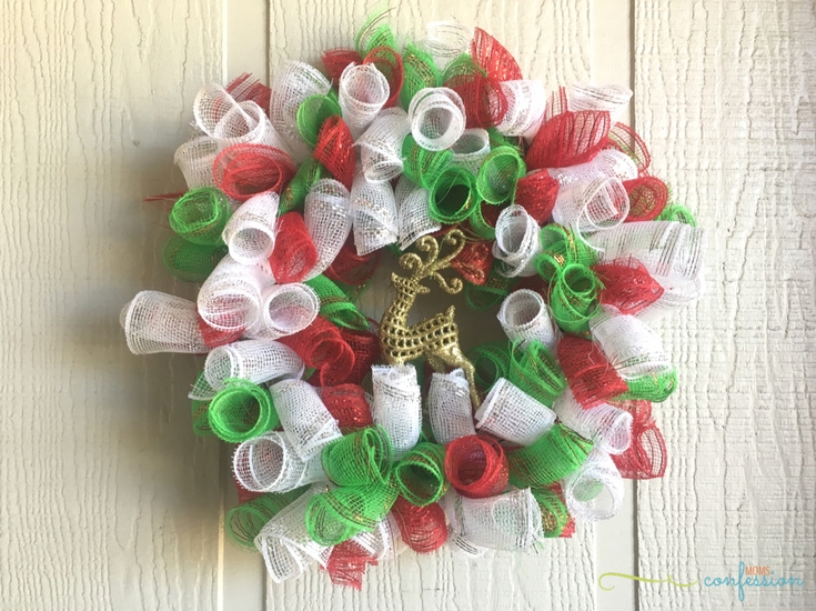 Reindeer Deco Mesh Christmas Wreath