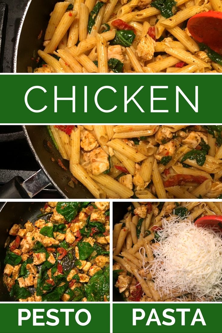 Our Chicken Pesto Pasta Recipe is a favorite easy and flavorful weeknight dish!  Add this to your menu plan for a great veggie filled meal!