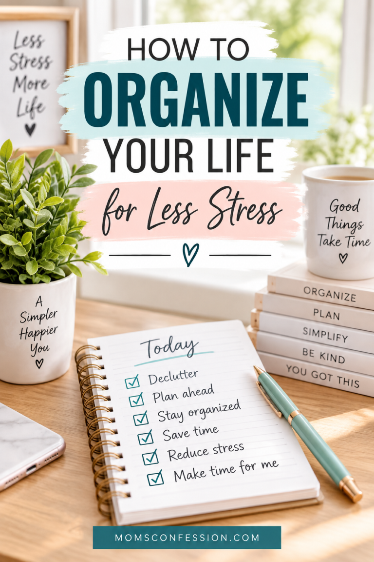 How to organize your life with simple decluttering, planning, and time-saving tips for less stress.