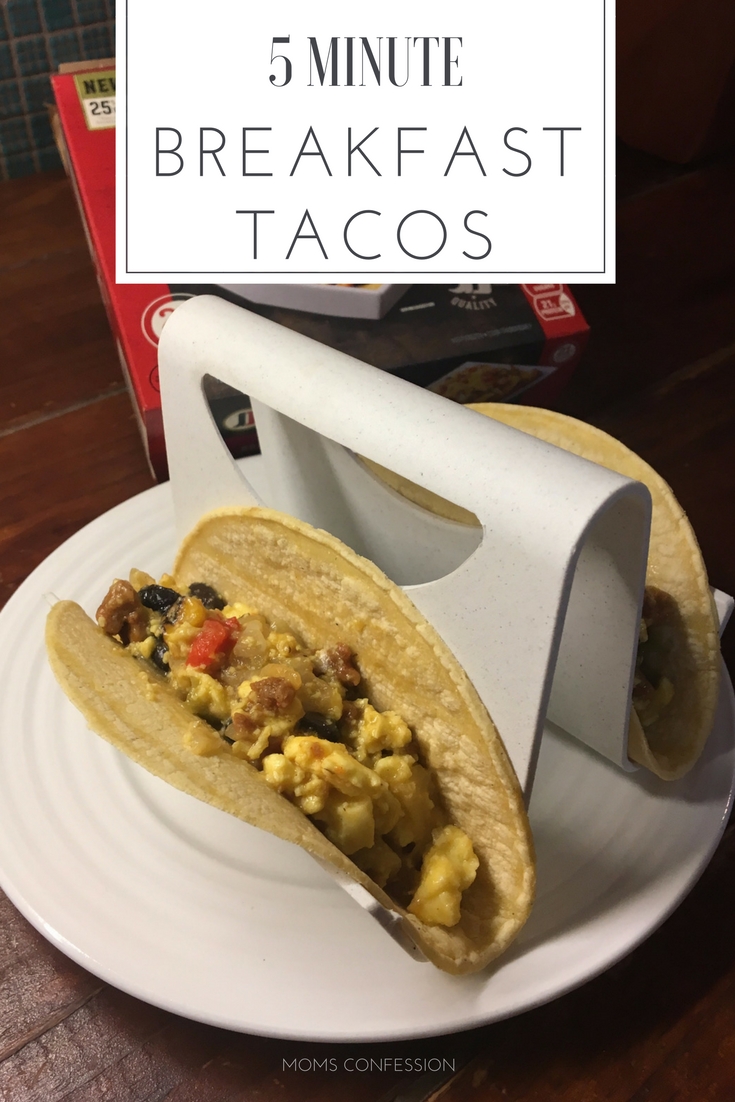 These 5 minute breakfast tacos are easy to make and so tasty. They are perfect for kids and busy moms to enjoy a quick back to school breakfast.