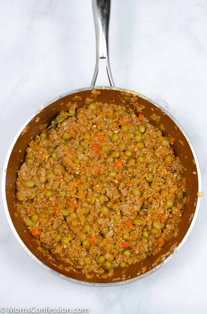 Simple Shepherd’s Pie Recipe filling in a skillet