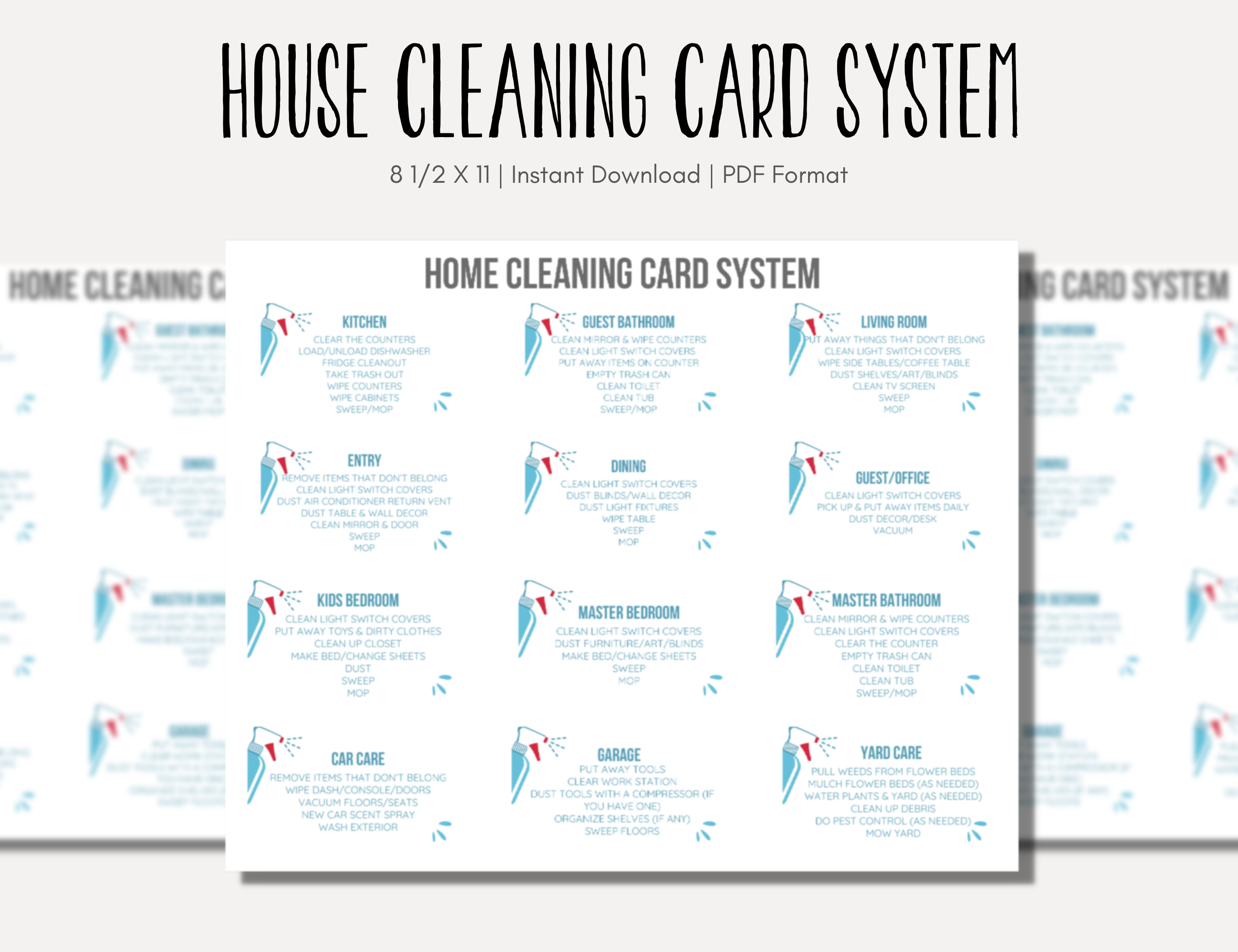 Easy House Cleaning Card System