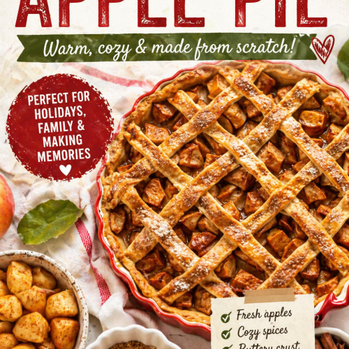 Homemade apple pie with fresh cinnamon apples and a golden lattice crust baked from scratch.