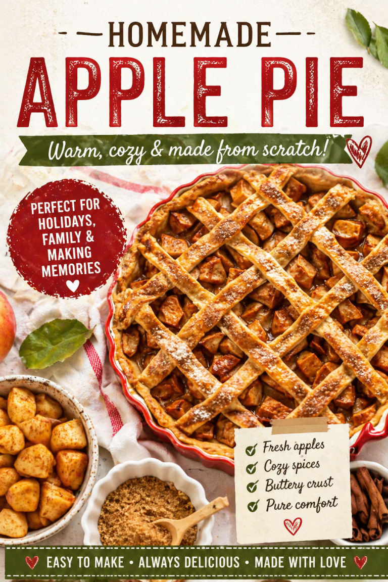 Homemade apple pie with fresh cinnamon apples and a golden lattice crust baked from scratch.