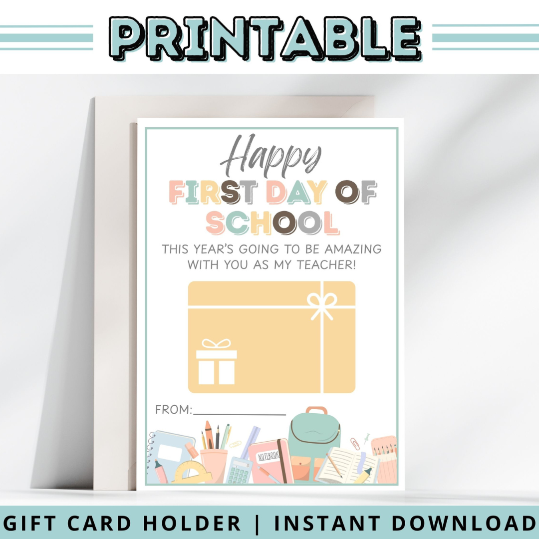 First Day of School Teacher Gift Card Holder
