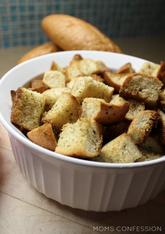These homemade croutons are ready in minutes and taste delicious on salads including Caesar salad. You must try these garlic croutons made from bread today! Homemade Croutons