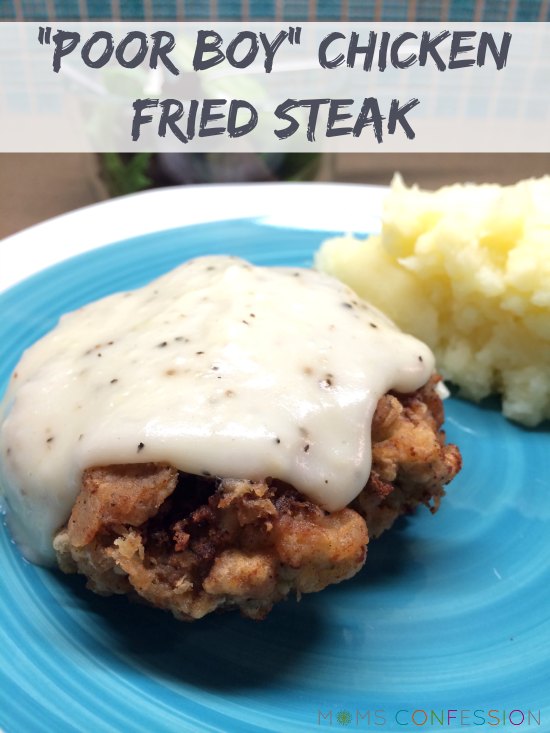 This Poor Boy Chicken Fried Steak is one of my favorite southern inspired dishes. It’s like a traditional chicken fried steak, just less expensive when times were tough. Poor Boy Chicken Fried Steak recipe