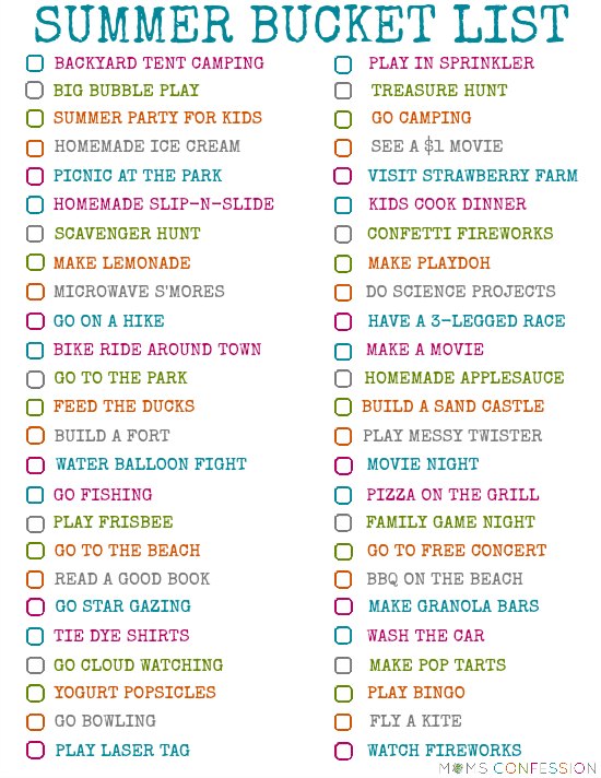 summer bucket list ideas