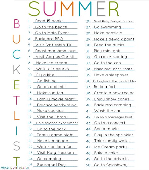Summer Bucket List Ideas for families to enjoy summer vacation! Grab your free printable list today!