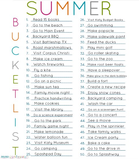 The Most Fun Summer Bucket List with Printables - Caitlin Houston Blog