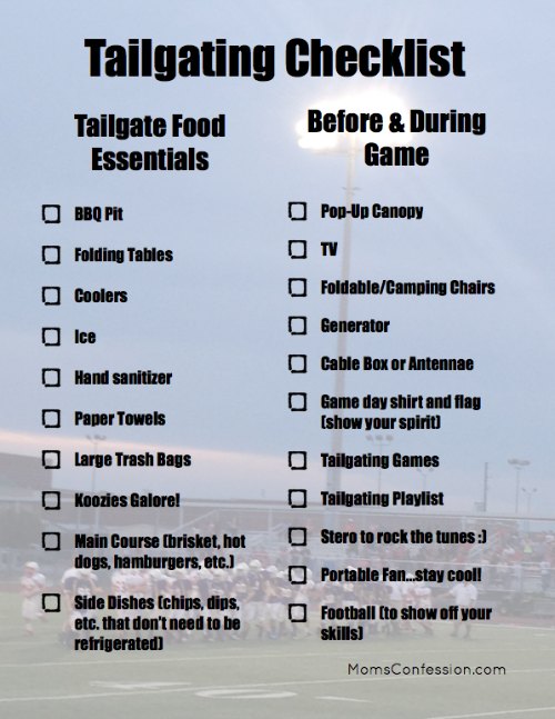 Tailgating Checklist